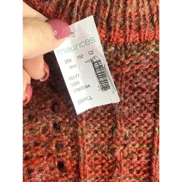 Maurices Woman's Sweater Size small‎ Open Knit Wool Blend Striped fall stretchy - Picture 5 of 8